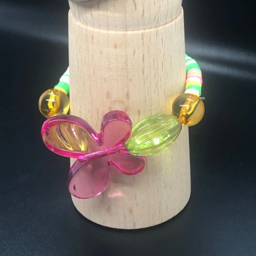 Butterfly Elastic Clay Beads Stretch Bracelet - Picture 2 of 14